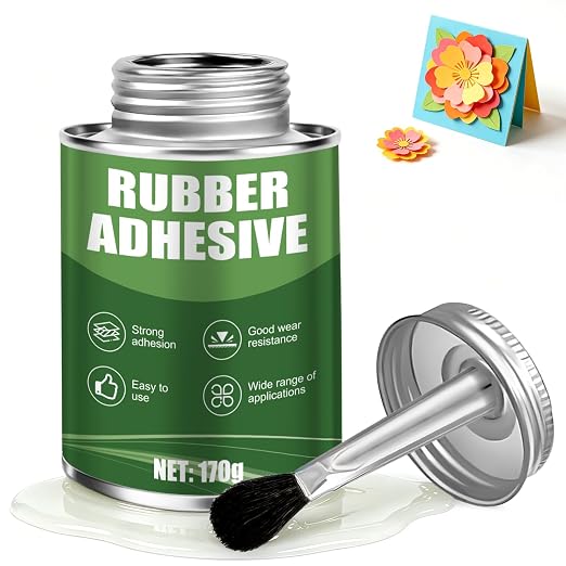 Rubber Cement Glue with Brush, Rubber Cement Bottles, Paper Cement | High-Toughness Elastic Adhesive, for Arts & DIY Crafts Projects, Paper, Leather, Fabric, Scrapbooking, 170g, Clear