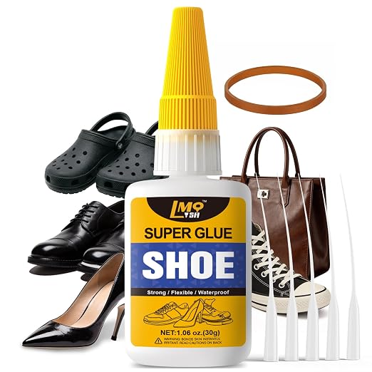 Shoe Glue Sole Repair, Heavy Duty Super Glue for Shoes Boot Sneakers Heels Waterproof, All Purpose Instant Cyanoacrylate Adhesive for Leather Rubber Bottom Soles Handbags, Flexible and Quick Dry