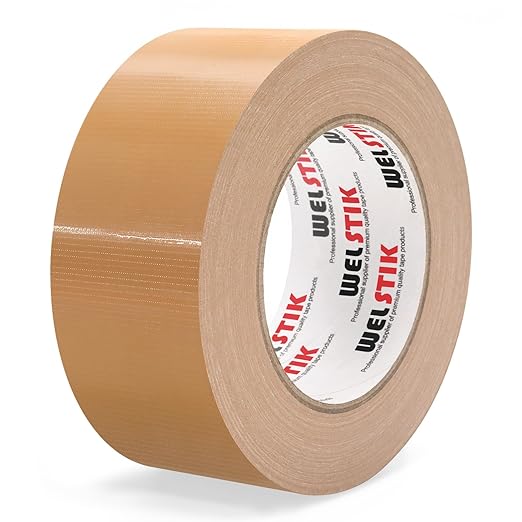 WELSTIK Professional Grade Tan Duct Tape, Waterproof Duct Cloth Fabric,Brown Duct Tape for Photographers,Repairs, DIY, Crafts, Indoor & Outdoor Use (2 Inch X 45 Yards)