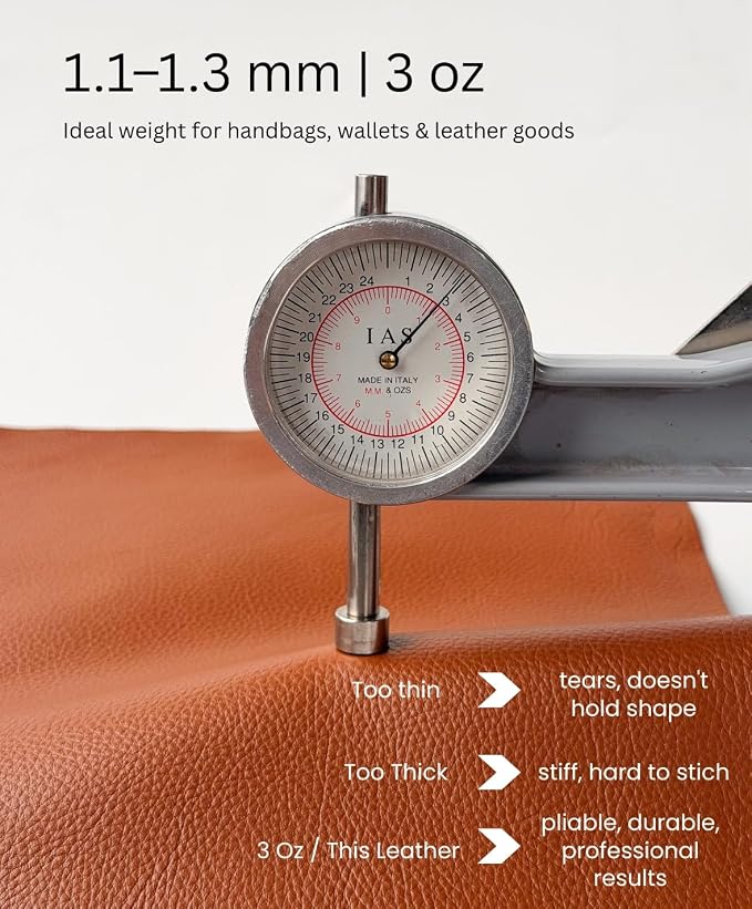 Natural Grain Cow Leathers: 12'' x 12'' Pre-Cut Leather Pieces (Cognac, 5 Pieces)