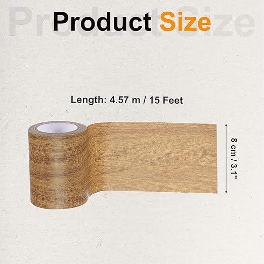 PATIKIL Wood Grain Tape 3.15" x 15 Ft, Self-Adhesive Wood Texture Repair Tape Realistic Wooden Effect Patch for Furniture Cabinets Floor Walls,Brown Oak