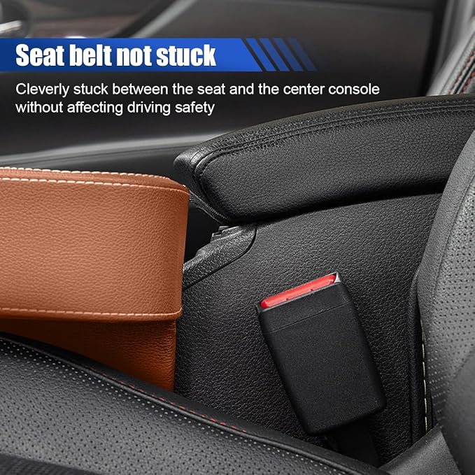 KITUREK Car Cup Holder, PU Leather Cover Auto Front Seat Organizer, Brown | Multifunctional Cup Drink Holder, Gap Filler Coin Bucket Storage Box, Console Side Pocket, Cell Mobile Phone Holder