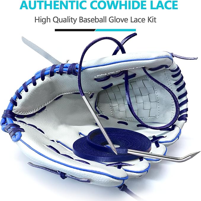 Baseball Glove Lace, Mitt Lace Repair Kit Softball 2 Leather Laces and 2 Lacing Needles for Catcher's Glove