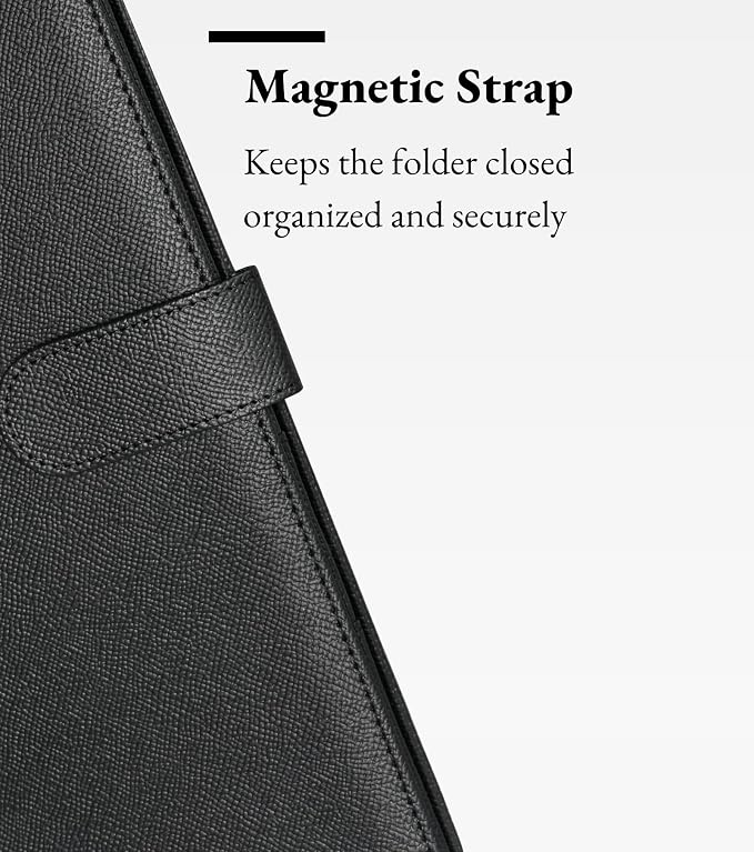 Zreal Padfolio Portfolio Binder with Clipboard & Card Holder, Faux Leather File Folder, Folio Resume Paper Organizer for A4 Letter Size Document, Legal Pad Holder for Women Man (Black)