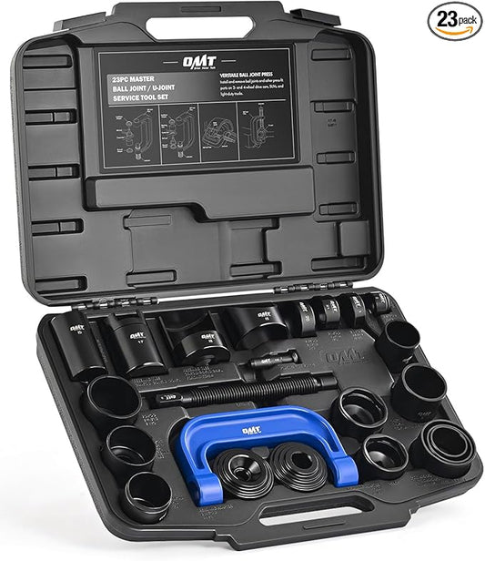Orion Motor Tech Ball Joint Removal Tool Kit, 23pc Ball Joint Press & U Joint Removal Kit with Sockets and Universal Adapters, Heavy Duty Ball Joint Tool Set for Most 2WD 4WD Cars Trucks SUVs, Black