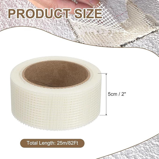 PATIKIL Drywall Repair Mesh Tape, 2 inch x 82 ft Fiberglass Repair Patch Self-Adhesive Dry Wall Joint Tape 8 Mesh Wall Hole Crack and Seam Patch, White