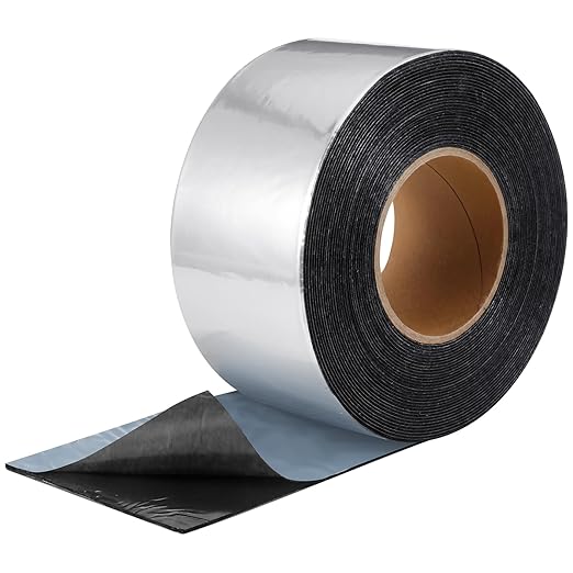 50 Mil Heavy Duty Aluminum Foil Rubber Tape, Waterproof, for Sealing Roof Flashing, and Repairs in Punctures in Trailers, Truck Bodies, Containers, RV's and Campers(4" X 50')