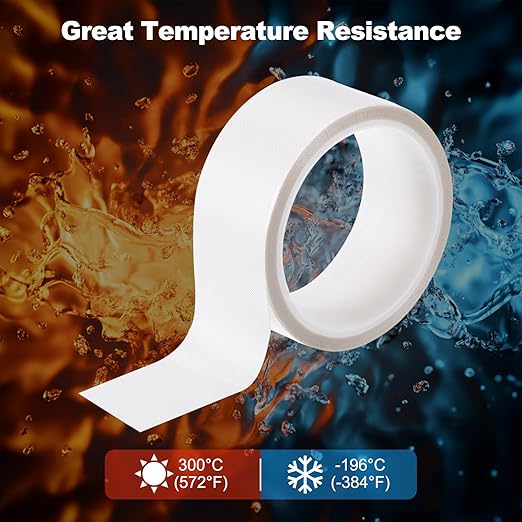 PATIKIL Heat Resistant Tape, 1.6 Inch x 33 Feet High Temperature Tape PTFE Adhesive High Heat Tape Waterproof for Vacuum Sealer Machine Insulation Protection, White, 0.13mm Thick