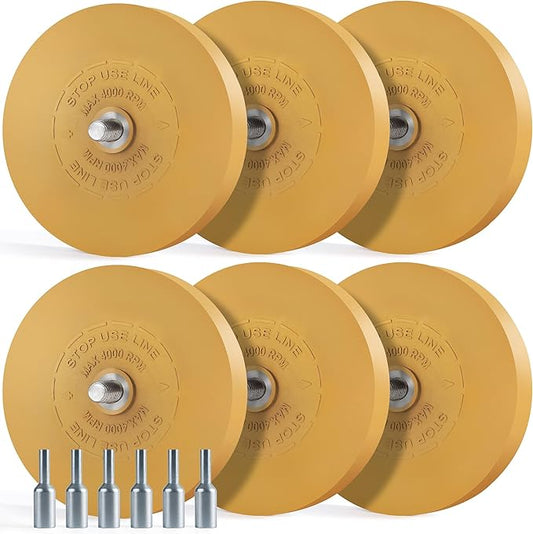 6 PCS Decal Remover Eraser Wheel Rubber Eraser Wheel Adhesive Remover Wheel for Cars Sticker Remover Tool Removes Pinstripe Stripe Vinyl Tape and Graphic