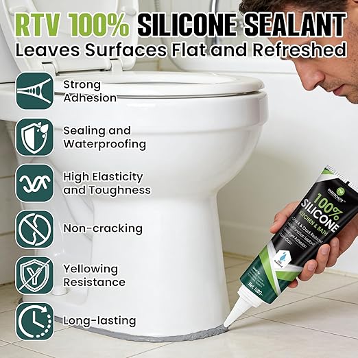 RTV Silicone Sealant - 100% Silicone, Waterproof, Strong Adhesion, Flexible & Durable, Heat & Cold Resistant, Ideal for Car, Kitchen, Bathroom, Window & Door Sealing (Gray,150g)