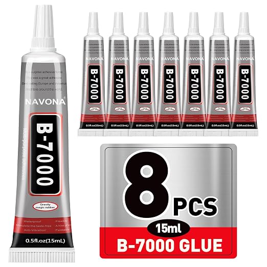 8 PCS 15ml B7000 Glue Clear with Precision Tip, Bedazzling Glue, Super Glues, Rhinestone Glue for Nail, Craft Glues, Jewelry Making, Nail Art, DIY, Makeup, Shoes