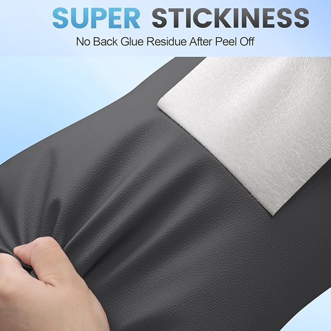 Leather Repair Patch Tape Kit, 4" x 63" Self Adhesive Leather Repair Patch for Furniture, Vinyl Leather Repair Kit for Car Seat, Chairs, Couch, Sofa, Boat Dark Grey