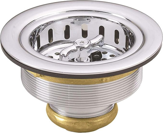 Westbrass A213-26 3-1/2" Wing Nut Twist Style Large Kitchen Sink Basket Strainer, Polished Chrome