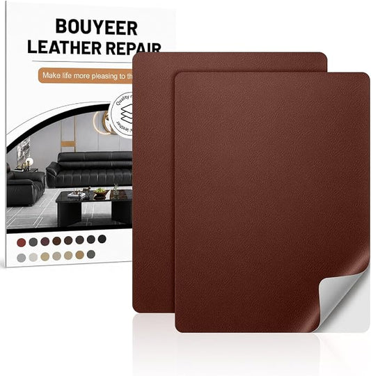 Leather Repair Patch Tape Kit,Self Adhesive Leather Repair for Sofa，Car Seat,Office Chair,Furniture,Jacket,Waterproof Strong Adhesive Vinyl Repair Kit. 8 in x 11 in,Fine Grained Brown