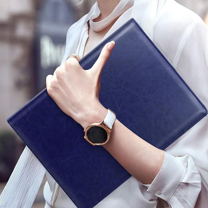 Padfolio Clipboard Folder Portfolio, Faux Leather Storage Clipboard with Cover for Letter Size A4 Writing Pad Pen Holderfor Business Office Conference Notepad Clip Boards, Blue