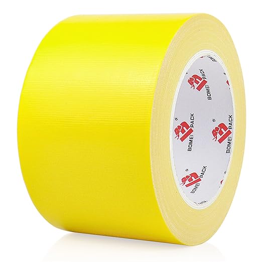 BOMEI PACK Duct Tape Yellow Heavy Duty,9 Mil Thickness,Strong Industrial Strength,Flexible,No Residue,Waterproof and Tear by Hand,Multi-Use for Indoor & Outdoor Repairs (3 Inch x 30 Y)