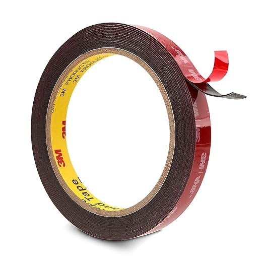 3M Double Sided Tape Heavy Duty 0.5" x 15.4 Ft 5925, Strong Mounting Tape, Foam Tape Strong Adhesive for Automotive Emblem Trim Décor Dashboard Home Office Indoor Outdoor, Black, 0.025'' Thick