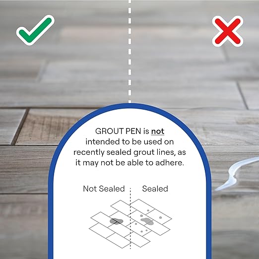 Grout Pen Beige Tile Paint Marker: Waterproof Grout Paint, Tile Grout Colorant and Sealer Pen - Narrow 5mm, 2 Pack with Extra Tips (7mL) - Beige