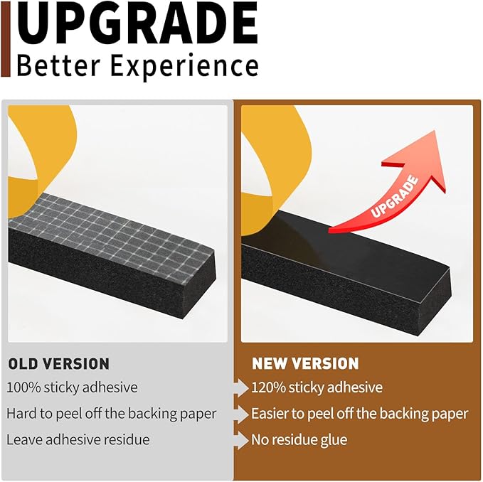 Yotache Weather Stripping Door Seal Strip 1/2x1/4 inch, Adhesive Foam Insulation Tape for Door Frames, Windows, 16.5 Ft