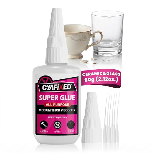 Precise Control Super Glue Pro Kit 60 Gram, Instant Cyanoacrylate (CA) Glue with Anti-Clog Caps & Precision Microtips for Woodworking Crafts 3D Prints, Strong Repair for Ceramic Plastic Glass Shoe
