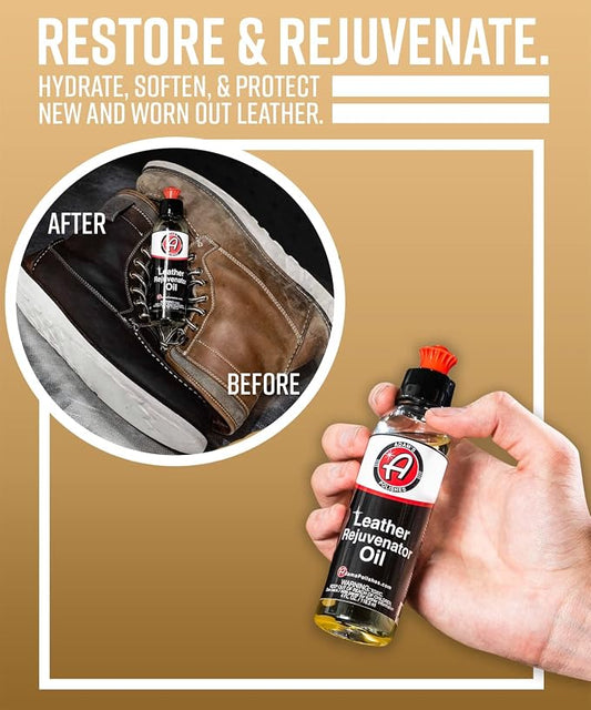 Adam's Polishes Leather Rejuvenator Oil (Basic Kit) - Cleans, Hydrates, Protects All Leather Types, Colors, & Ages - Non Sticky, Non Greasy, & Non Silicone