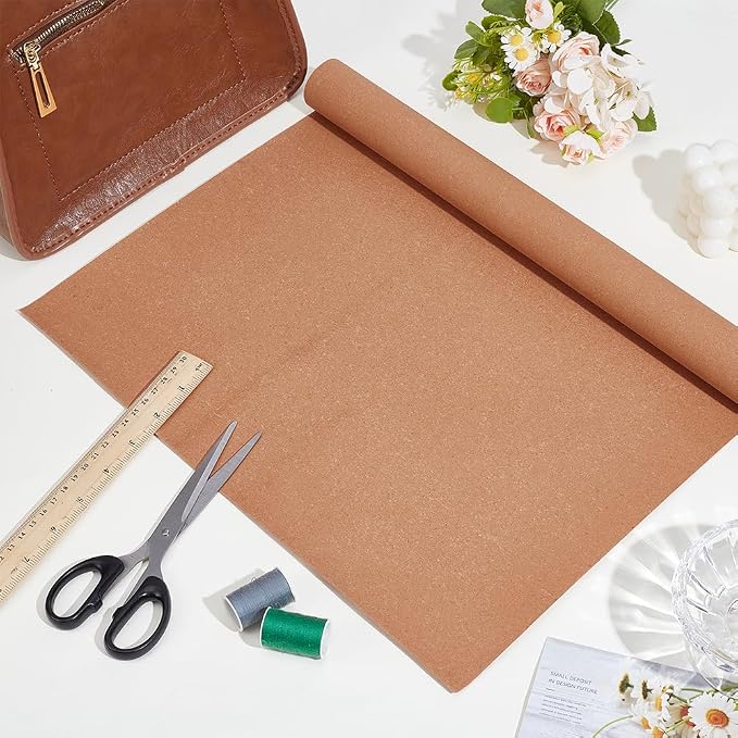 BENECREAT 59x15.7inch Leather Stiffener Roll, Sandy Brown Bag Stiffener, PVC Leather Roll for Leather Bag Liner, Craft DIY, 0.4mm Thick