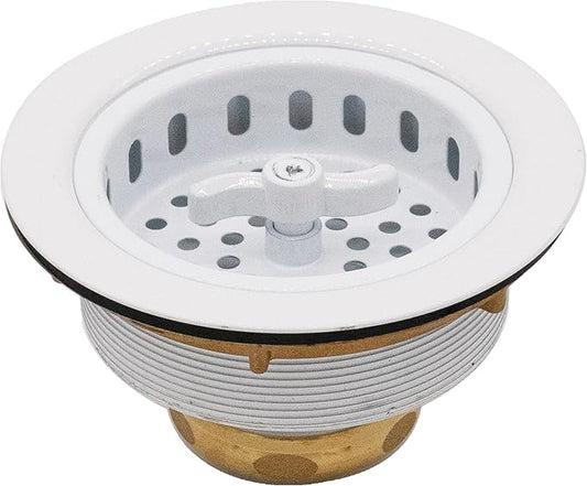 Westbrass A213-50 3-1/2" Wing Nut Twist Style Large Kitchen Sink Basket Strainer, Powder Coat White