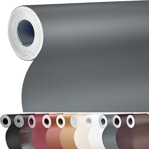 Leather Repair Patch 36X79 inch Large Self-Adhesive Leather Repair Tape, Reupholster Leather Patches for Furniture Couch Chairs Car Seat (Grey, 36x79 inch)