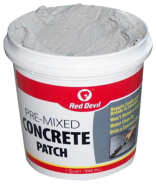 Red Devil 0644 Concrete Repair Patch, Cement Crack Fillter, Pre-Mixed, 1 Quart, Gray, Made in USA (Pack of 6)