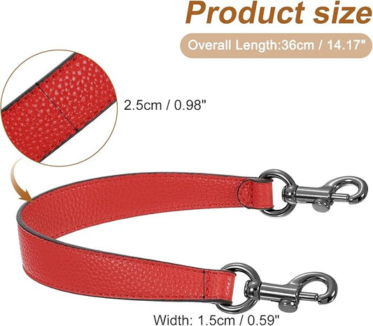 uxcell 14.17 Inch PU Leather Short Bag Strap with Clasp, Purse Handles Handbags Replacement Straps for Clutch Bag Underarm Bags, Red, Grey Buckle