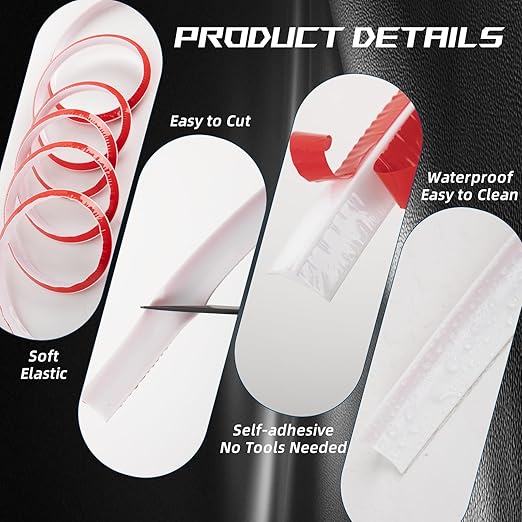 Flexible Quarter Round Molding Trim - Peel and Stick Silicone Caulk Strip,Shoe Molding for Floor Edge,Wall Corner,Staircase,Cabinet,Baseboard and Window Sill in Bathroom/Kitchen/Living Room,118 Inch