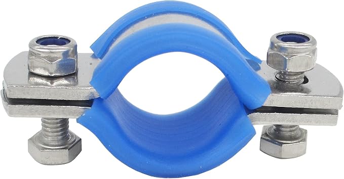 Stainless Steel Heavy Duty Flat Band Pipe Clamp with Rubber Cushion, Multipurpose Rigid Hose Clamp Bracket ID 25mm (3/4"), Pack of 4