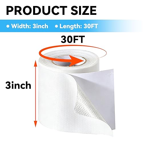RV Awning Repair Tape: 3" x 30FT White Fabric Heavy Duty Waterproof Patch Kit for Sail Tent Boat Cover Outdoor Repair