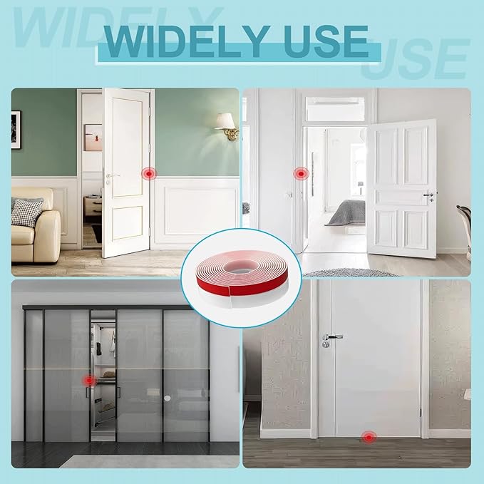 Door Weather Stripping, Silicone Door Seal Strip Sealing Tape, Door Draft Seal Adhesive Seal Tape for Doors Windows and Shower Glass Door Gaps (Thickness Upgrade)