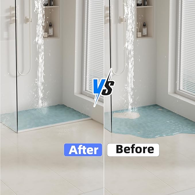 39 Inch Shower Threshold Water Dam Barrier,Silicone Shower Door Bottom Seal for Water Stopper,Flexible Edge Trim for Countertop Water Stopper,Self Adhesive Water Blocker for Bathtub,Transparent