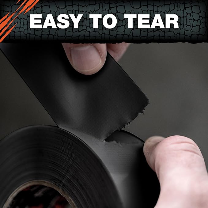 T-REX Tape Heavy Duty Duct Tape with UV Resistant & Waterproof Backing for Ferociously Strong Repairs, 1.88" x 30 yd, Black, 1 Roll