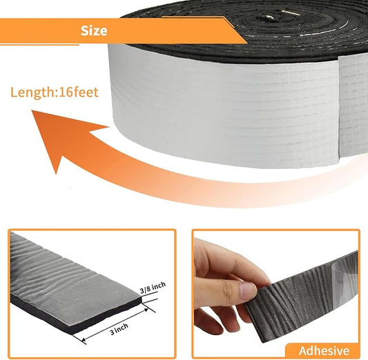 DOBTIM Foam Foil Pipe Insulation Wrap, Reflective Foil Insulation Tape Self Adhesive with High Resilience for Pipe Insulation Wrap 16 Ft Long x 2 Inch Wide x 3/8 Inch Thick