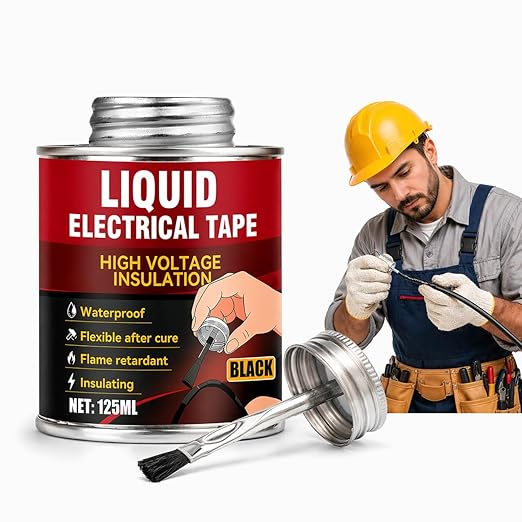 Liquid Electrical Tape – Black Insulating Electrical Tape Adhesive, Waterproof & Heat Resistant Coating for Cable Repair, Ideal for Home Flexible Wire Equipment Repair, Automotive
