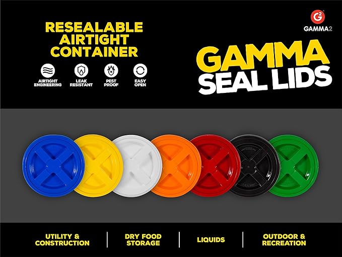 Gamma2 Gamma Seal Lid for Utility Buckets - Fits 3.5, 5, 6 & 7 gallon buckets, White, Made in USA