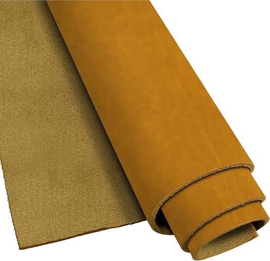 ELW Crazy Horse Leather 5-6 OZ (2-2.4mm) | Tobacco Brown | Pre-Cut 10"x12" | Full Grain Cowhide Handmade Leather for DIY, Crafts, Sheaths, Sewing, Workshop