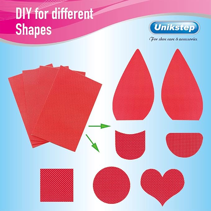 Unikstep 4 Pieces Shoe Sole Protectors, Shoe Bottom and Heel Anti Slip Grip Pads, Self Adhesive Non Skid Noise Reduction Sticker Cushion (Red)