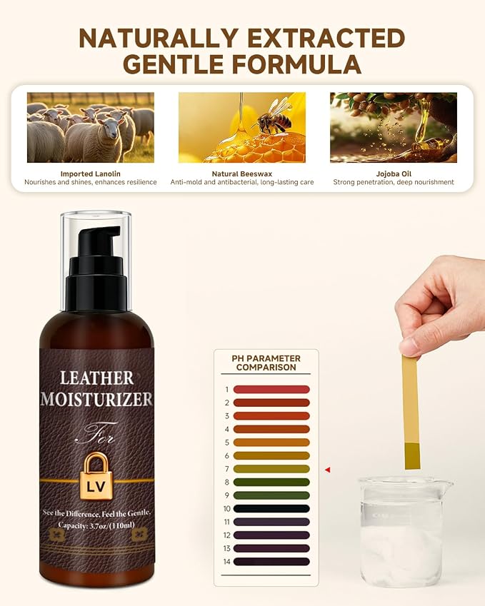 Leather Moisturizer Conditioner Kit for Louis Vuitton, Hydrating Care | Deeply Nourishes and Moisturizes, Prevents Cracking, Restores Shine, Extends Lifespan of Bags, Suitable for LV Leather