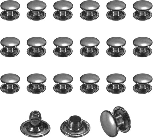 uxcell 120 Sets Leather Rivets, 8mm Double Cap Rivets, 6mm Height Tubular Metal Studs for Leather Craft Repair and Decoration DIY Clothes, Shoes, Bags, Belts, Gunmetal