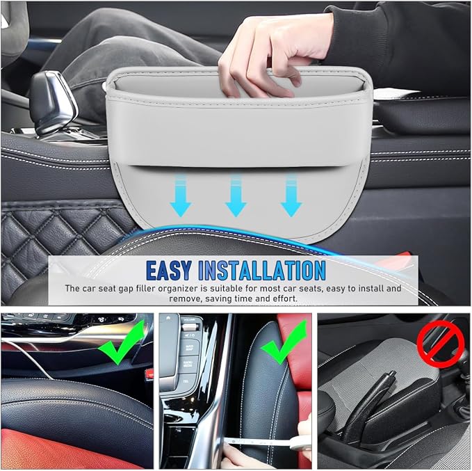 Healifty Car Seat Gap Filler Organizer: 2Pcs Leather Front Console Storage Box and Automotive Truck Interior Accessories for Women Men, Vehicle Holder between Seats