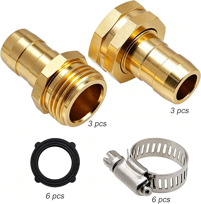 Triumpeek Garden Hose Repair Connector with Clamps | Set of 3 Aluminum Water Hose End Replacement Fit for 3/4" and 5/8" Garden Hose Fittings