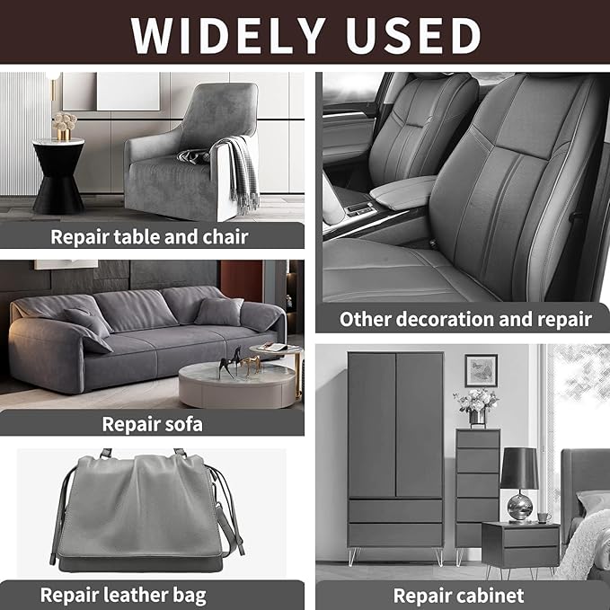 Leather Repair Patch, Self Adhesive Leather Repair, Large Vinyl Patch Tape for Couches, Furniture, Car Seats, Cabinets, Wall, Handbags （Grey, 3.5X79 Inch）