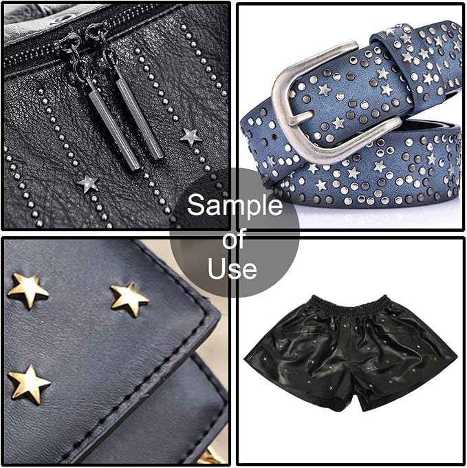 100 Sets 12MM Silver Star Rivets for Leather Star Rivet Studs Garment Rivets Leather Rivets Studs and Spikes for Leather Craft Clothing Bags Belts Dog Collar Shoes DIY Rivets 15/32 Inch