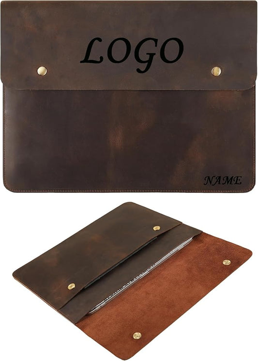 Leather Tablet Sleeve for 11/12.9/13 Inch iPad Pro, Document Holder Folio File Holder, Genuine Leather Sleeve iPad Case for Protection and Style-Dark Khaki-Custom