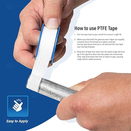 Supply Giant I33 PTFE Thread Seal Tape for Plumbers, White 1/2 Inch x 520 Inch, Single (Pack of 4)