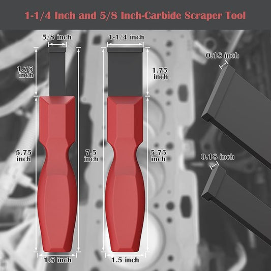 Carbide Scraper, Super Carbide Gasket Scraper for Metal and Automotive, 1-1/4 Inch and 5/8 Inch Carbide Scraper Set (2-Piece)